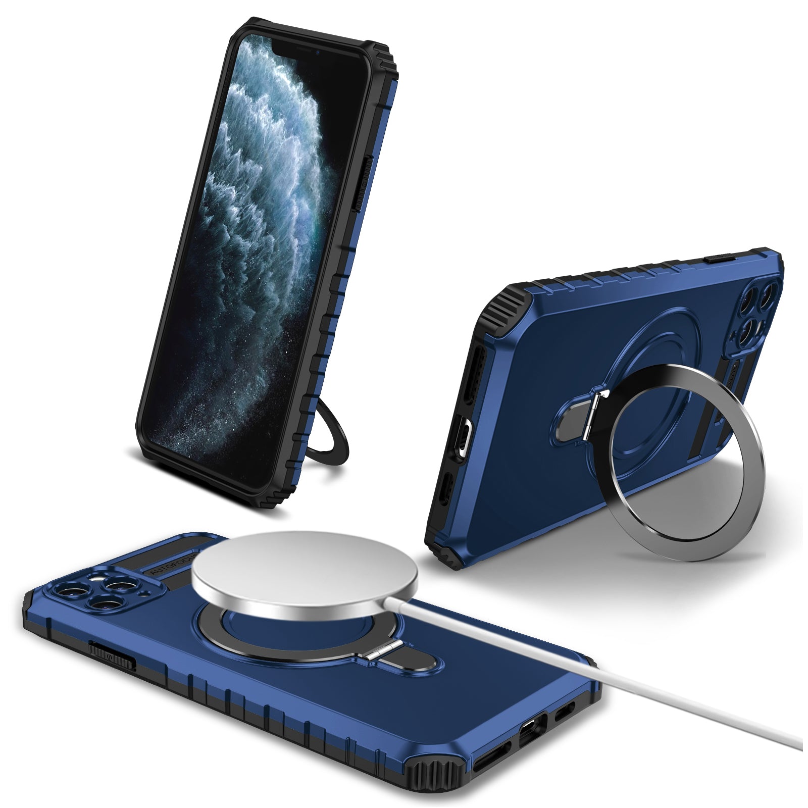 For iPhone 11 Pro Case Magnetic PC+TPU Phone Cover with Ring Kickstand For iPhone 11 Pro Case Magnetic PC+TPU Phone Cover with Ring Kickstand